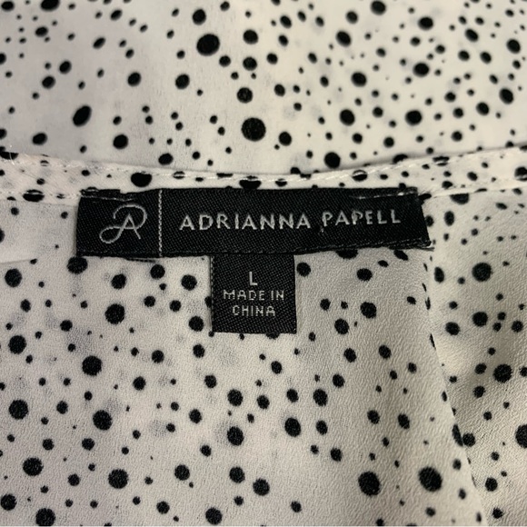 Adrianna Papell Women's Printed Flutter Sleeve V-Neck Top Size L WITH FLAWS #666 - Picture 6 of 7